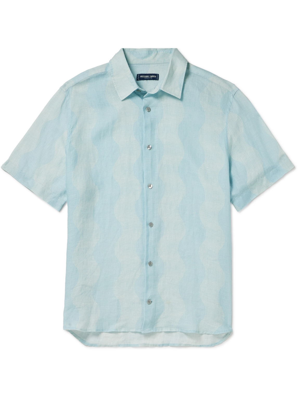 Frescobol Carioca Castro Printed Linen Shirt In Blue