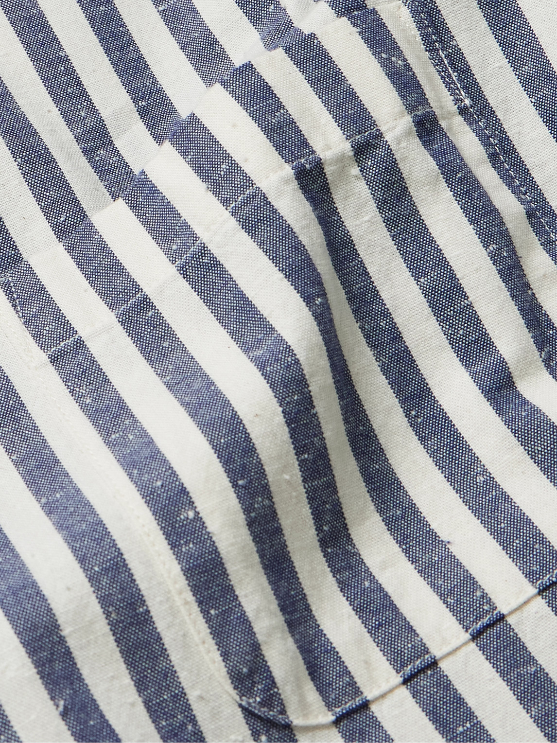 Shop Frescobol Carioca Emilio Striped Cotton-piqué Shirt In Blue