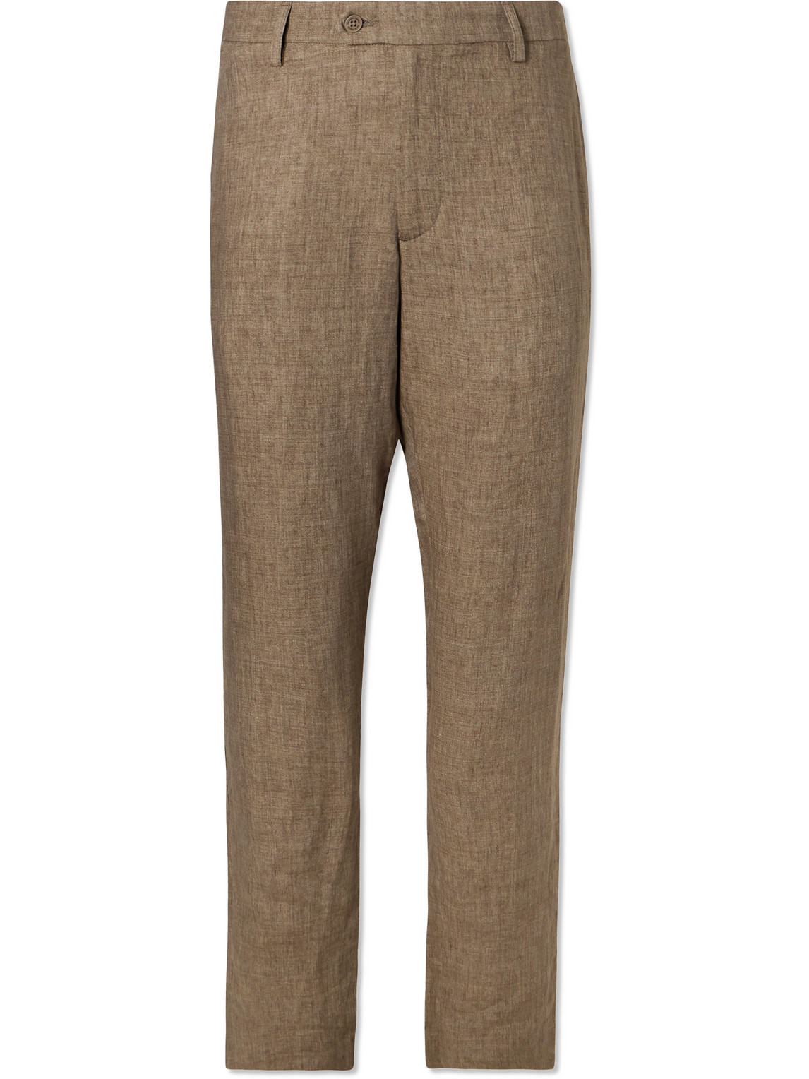 Frescobol Carioca Affonso Tapered Linen Suit Trousers In Brown