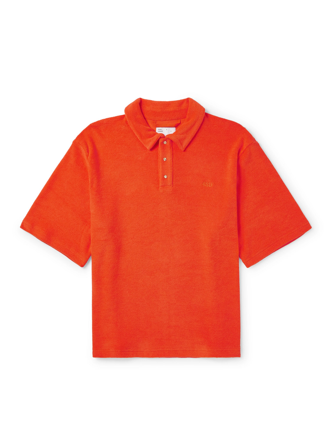 4sdesigns Logo-embroidered Cotton-terry Polo Shirt In Orange