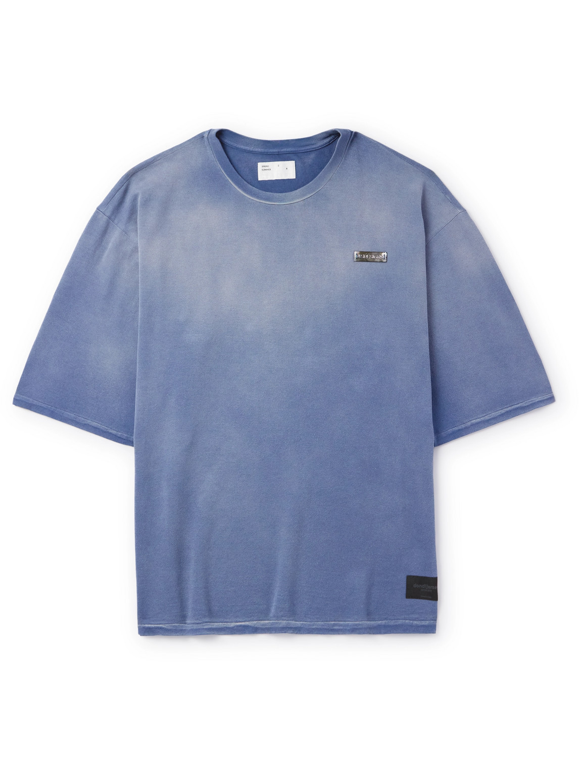 4sdesigns Logo-appliquéd Tie-dyed Cotton And Linen-blend Jersey T-shirt In Blue
