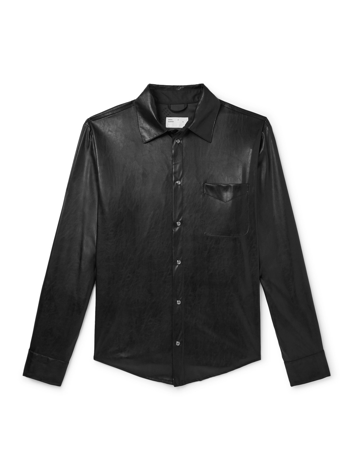 4sdesigns Faux Leather Shirt In Black