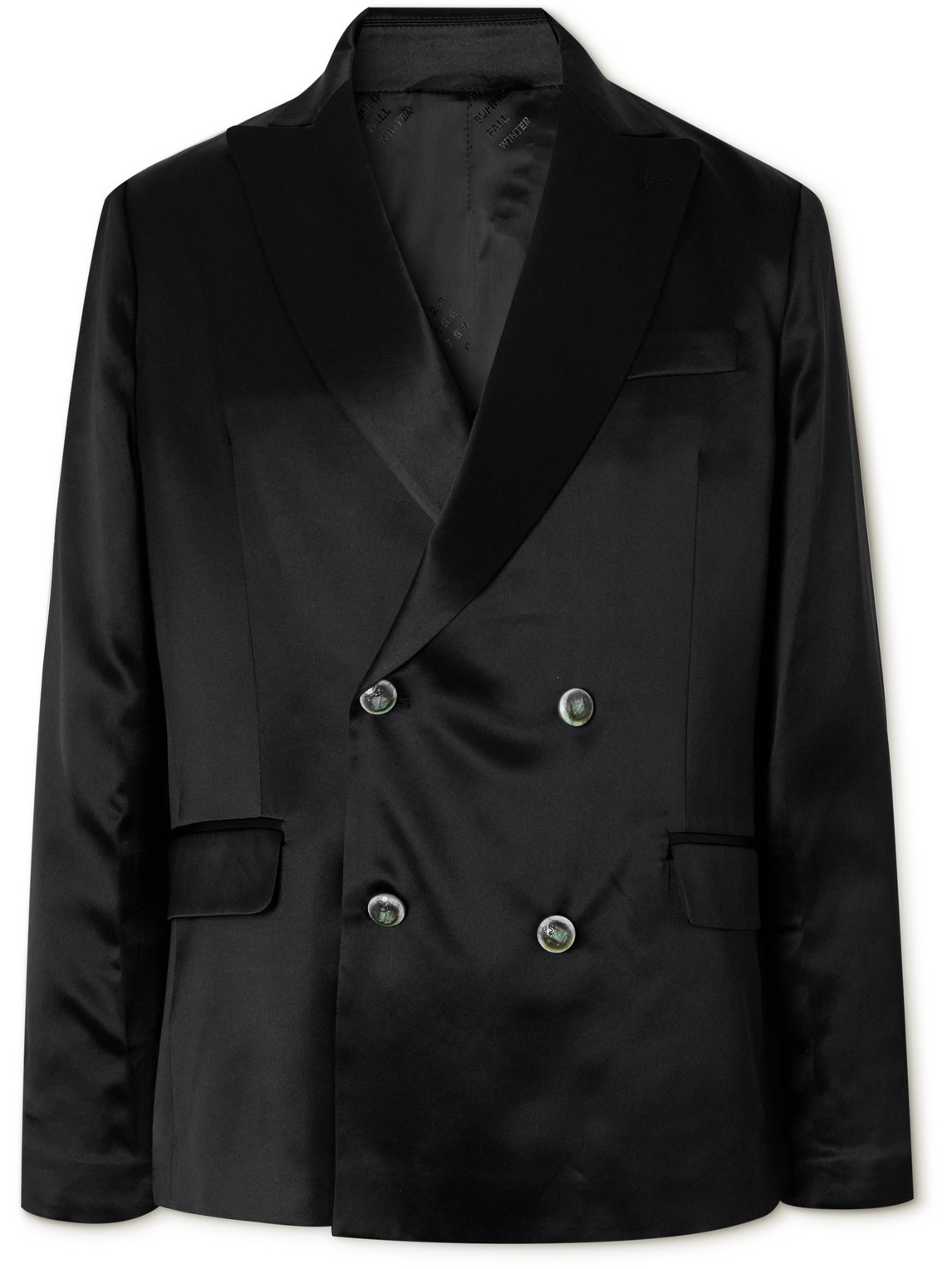 Double-Breasted Silk-Satin Blazer