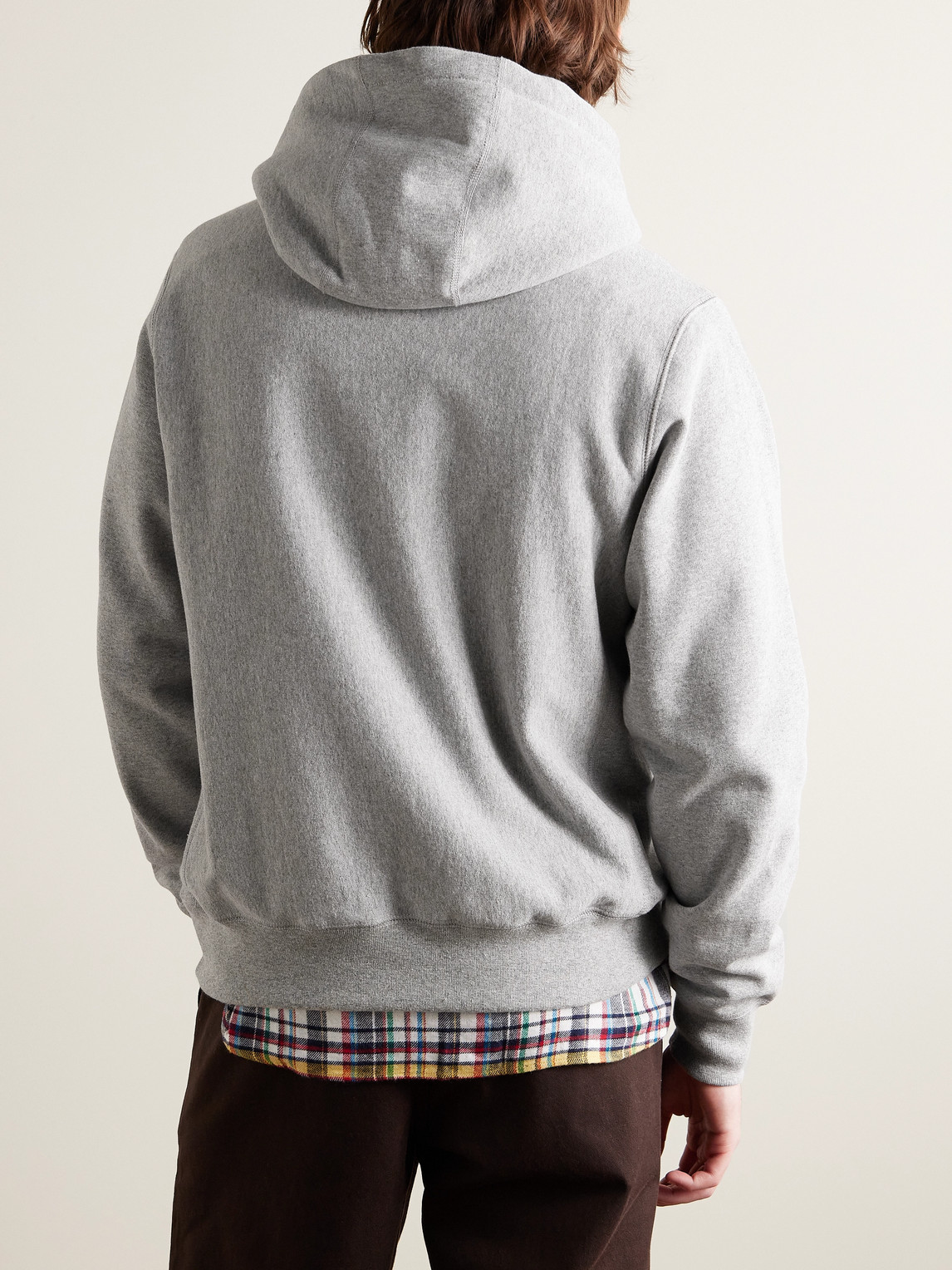 Shop Noah Logo-embroidered Cotton-jersey Hoodie In Gray