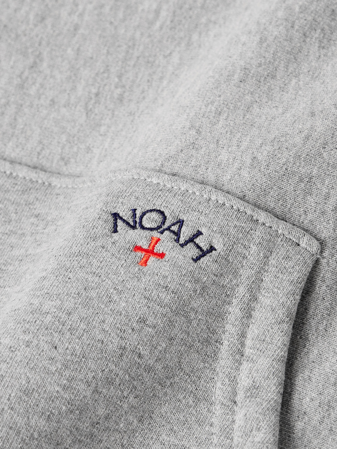 Shop Noah Logo-embroidered Cotton-jersey Hoodie In Gray