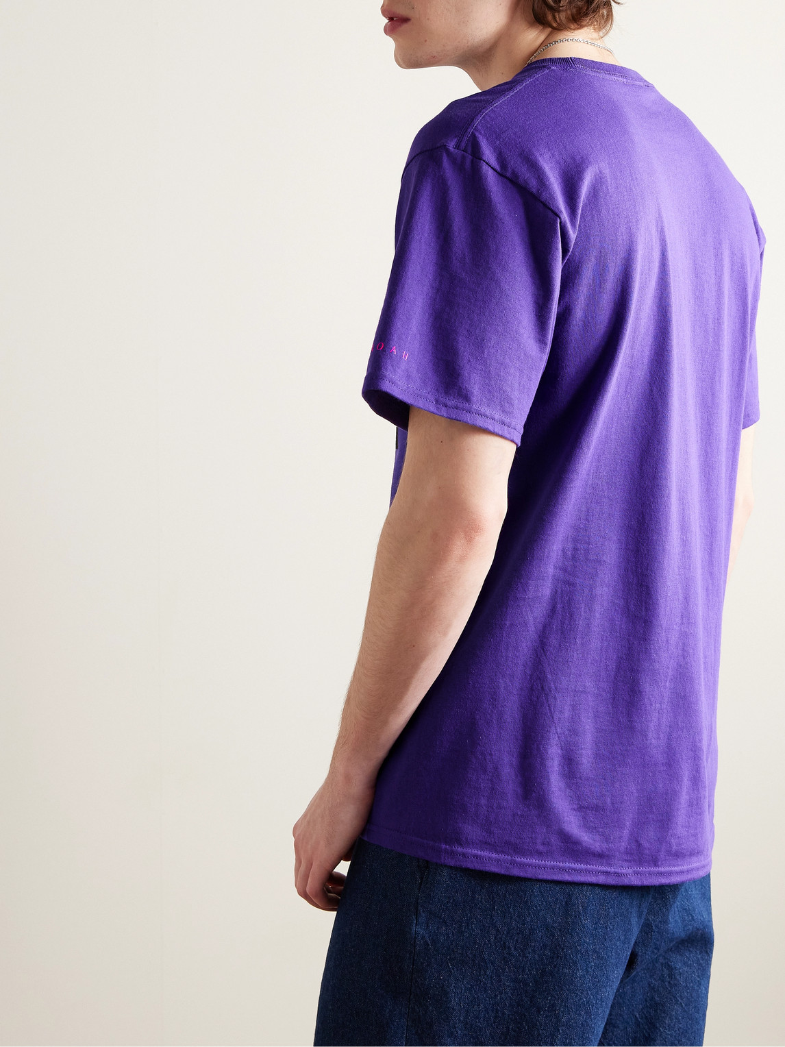 Shop Noah No Evil Printed Cotton-jersey T-shirt In Purple