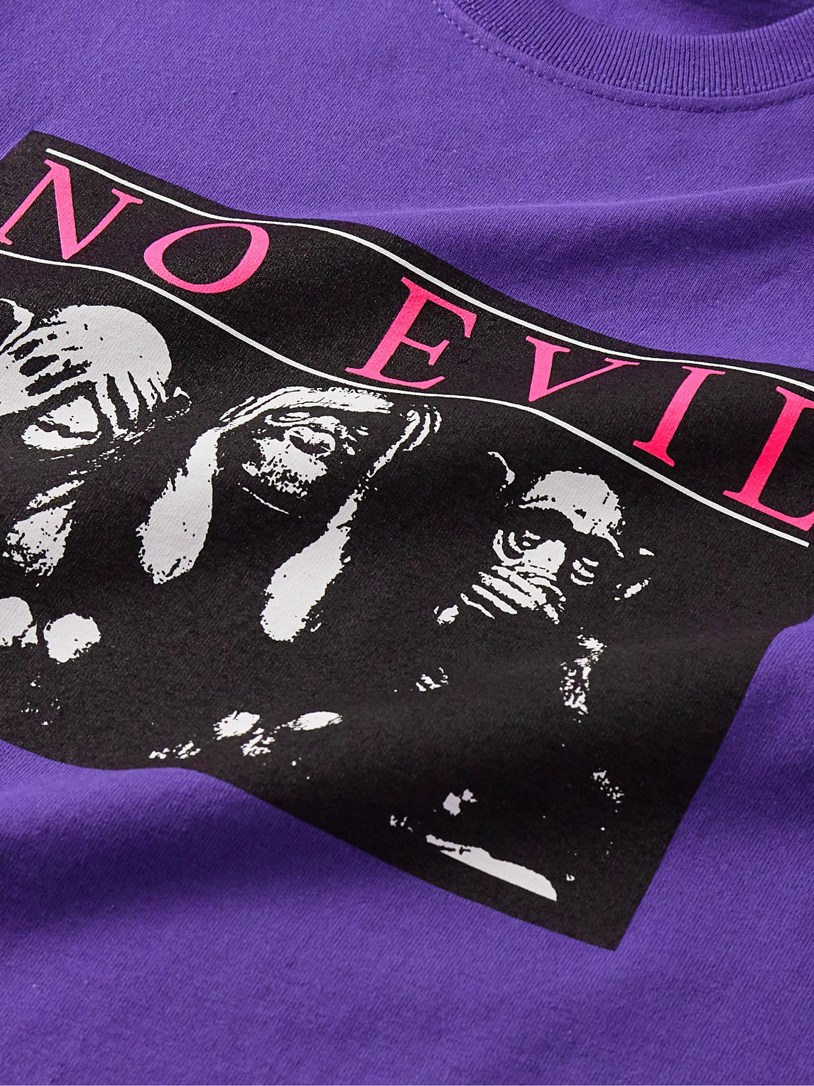 Shop Noah No Evil Printed Cotton-jersey T-shirt In Purple