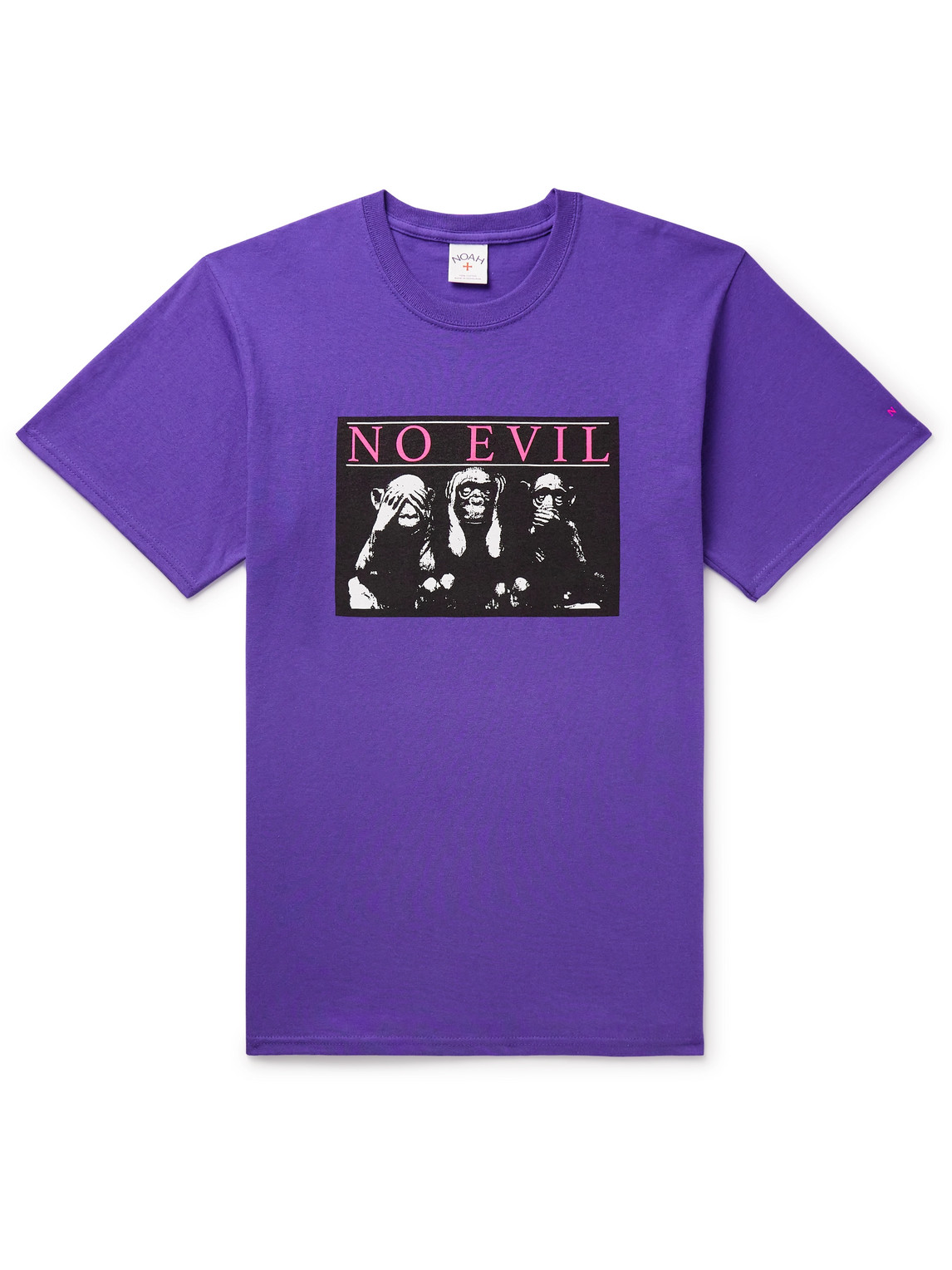 Noah No Evil Printed Cotton-jersey T-shirt In Purple