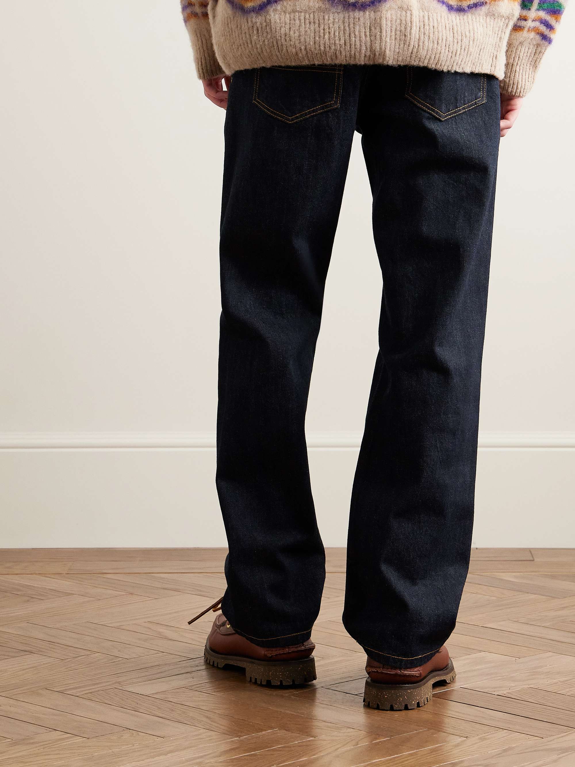 Blue Straight-Leg Pleated Jeans | NOAH | MR PORTER