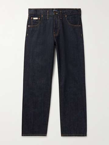 Indigo Denim Trousers With Scritto