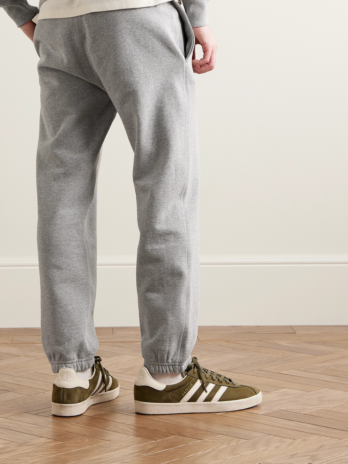 Shop Noah Core Tapered Logo-embroidered Cotton-jersey Sweatpants In Gray