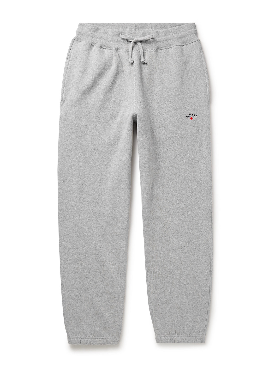 Noah Core Tapered Logo-embroidered Cotton-jersey Sweatpants In Gray
