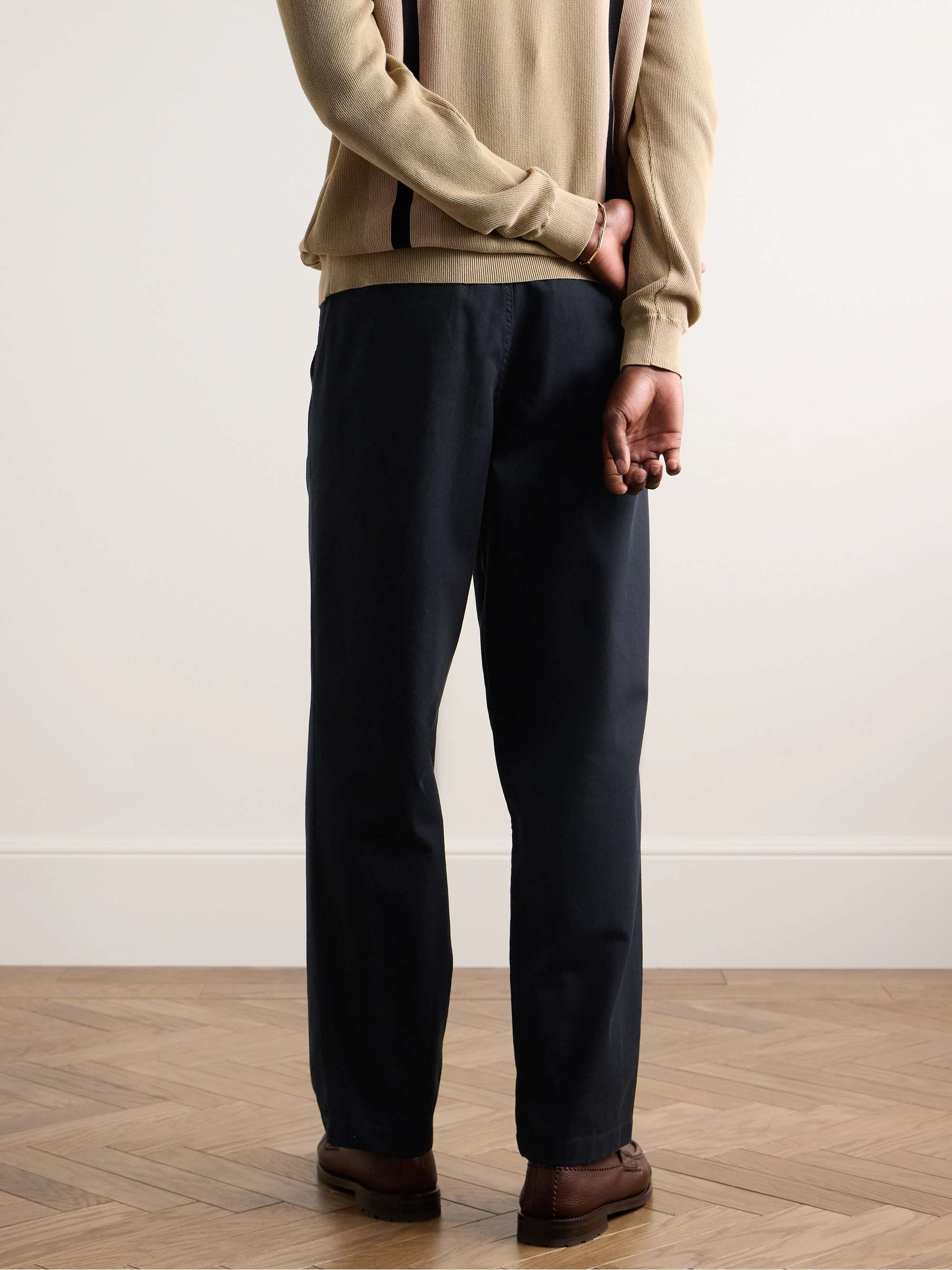 NOAH Straight-Leg Pleated Cotton-Twill Trousers for Men | MR