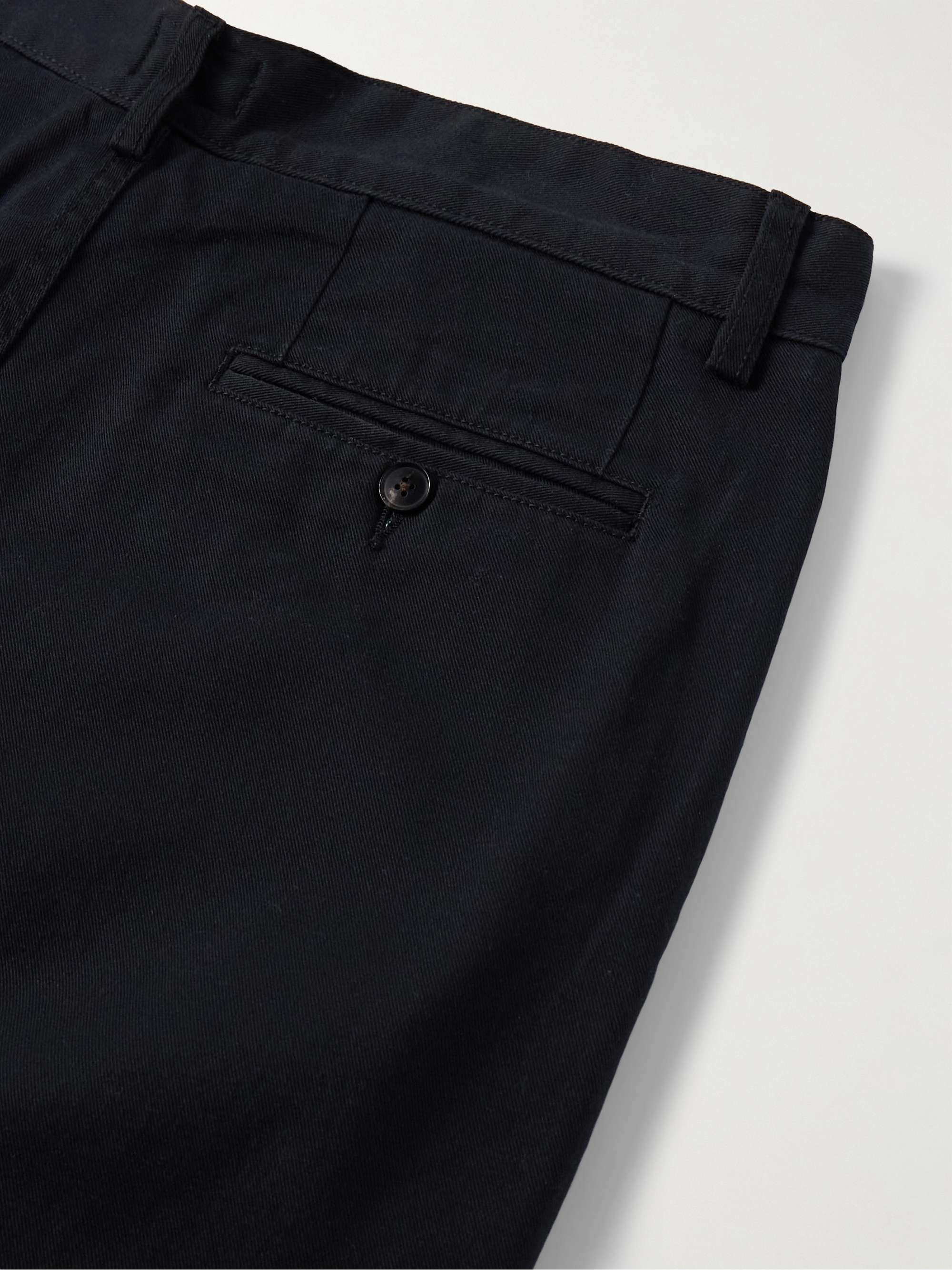 NOAH Straight-Leg Pleated Cotton-Twill Trousers for Men | MR