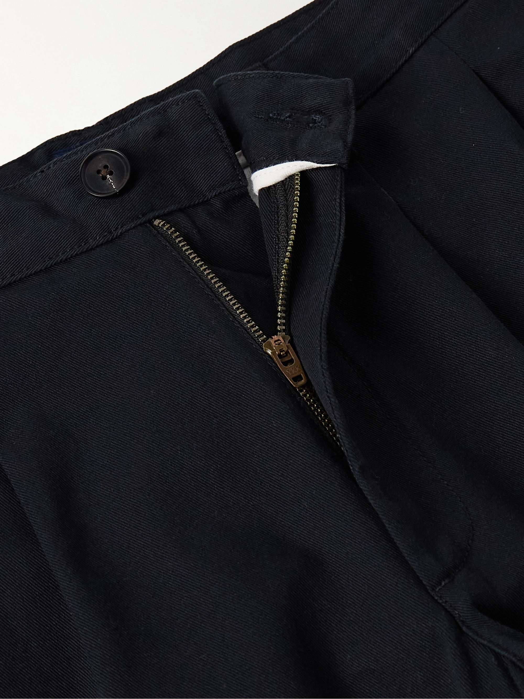 NOAH Straight-Leg Pleated Cotton-Twill Trousers for Men | MR