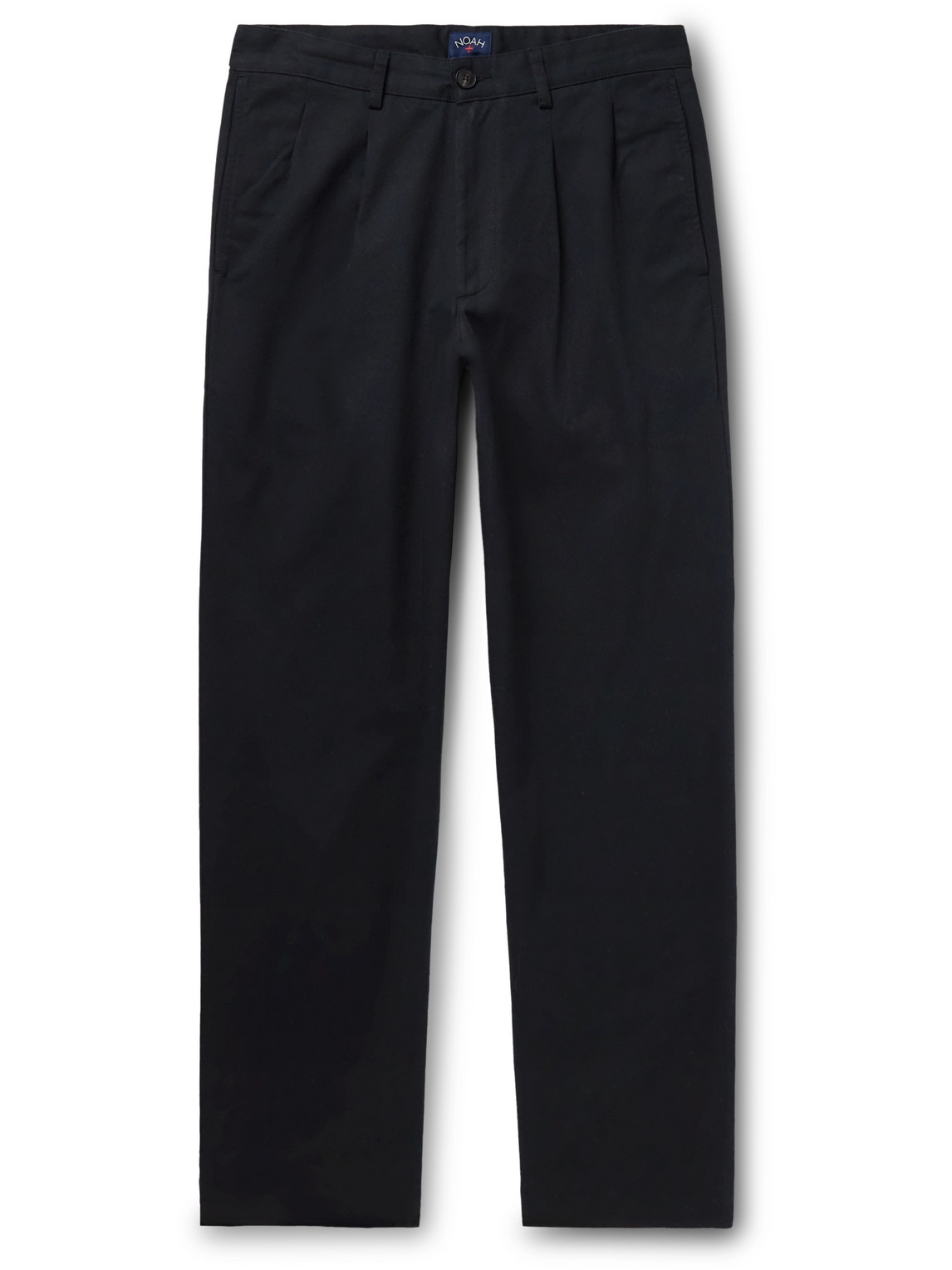 Noah Straight-leg Pleated Cotton-twill Trousers In Black