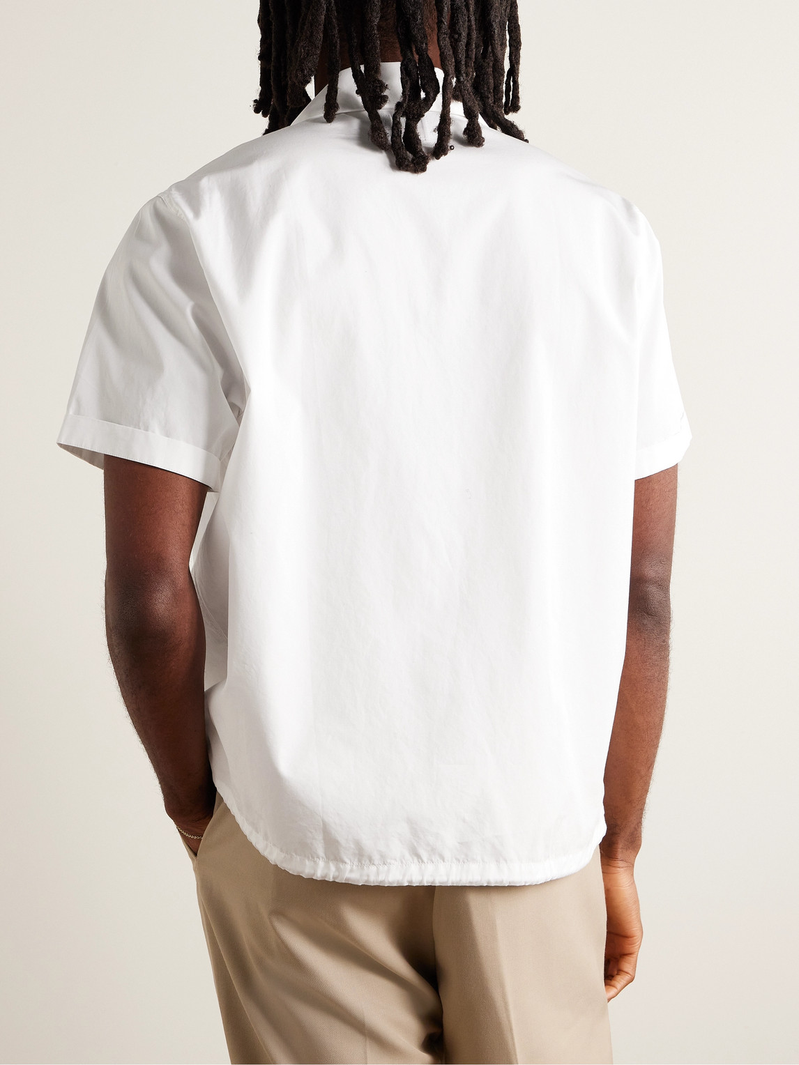 Shop Noah Camp-collar Cotton-poplin Shirt In White