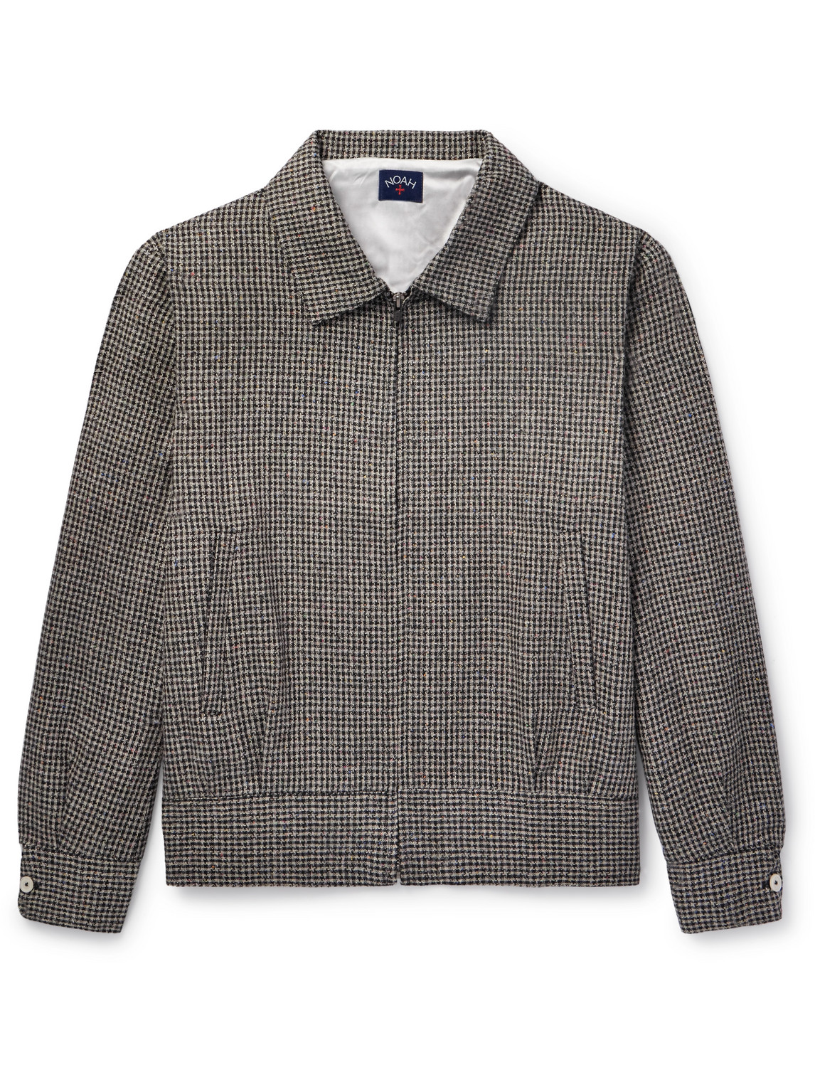 Noah Ricky Houndstooth Linen-blend Jacket In Black