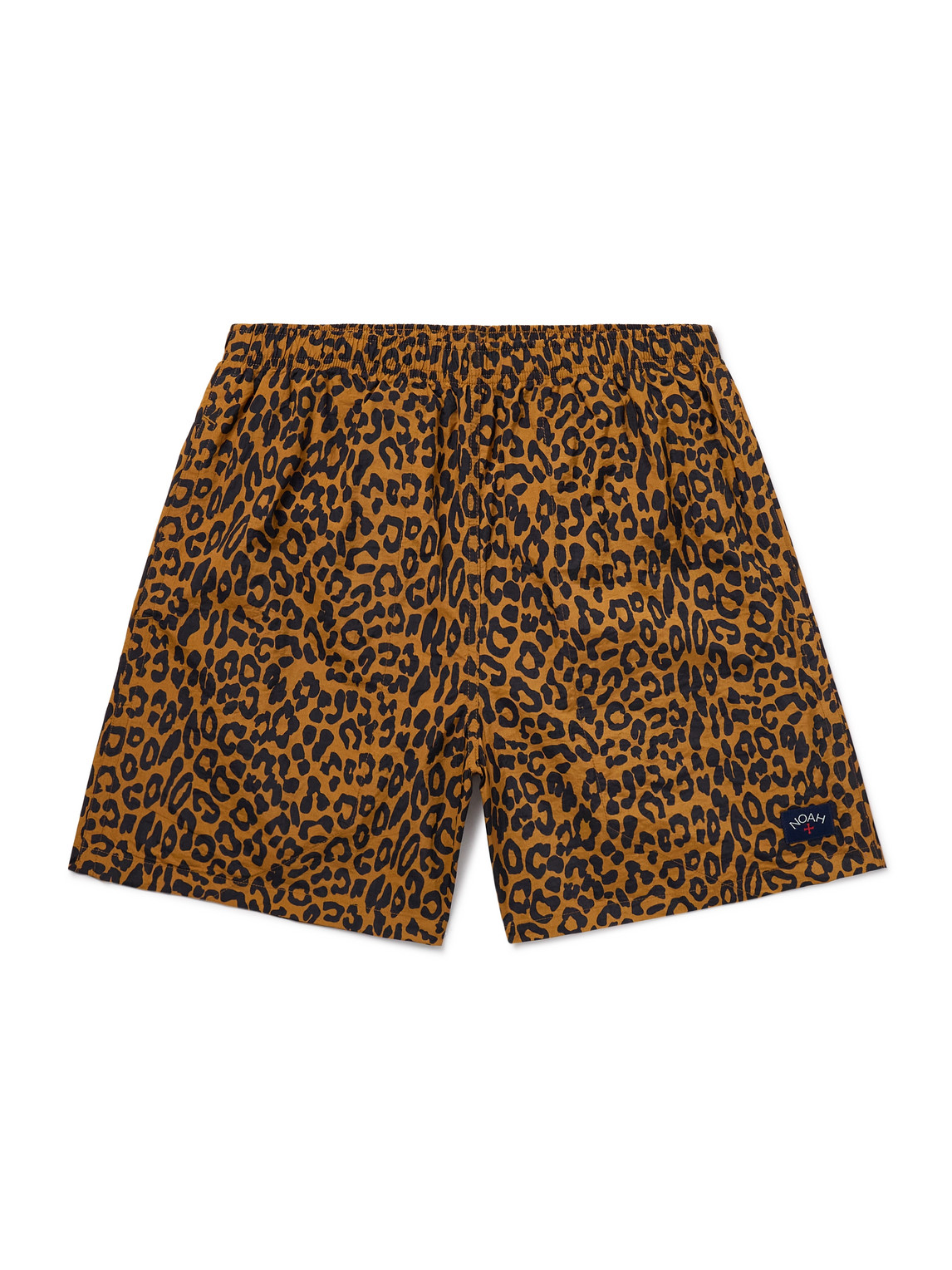 Straight-Leg Mid-Length Leopard-Print Swim Shorts