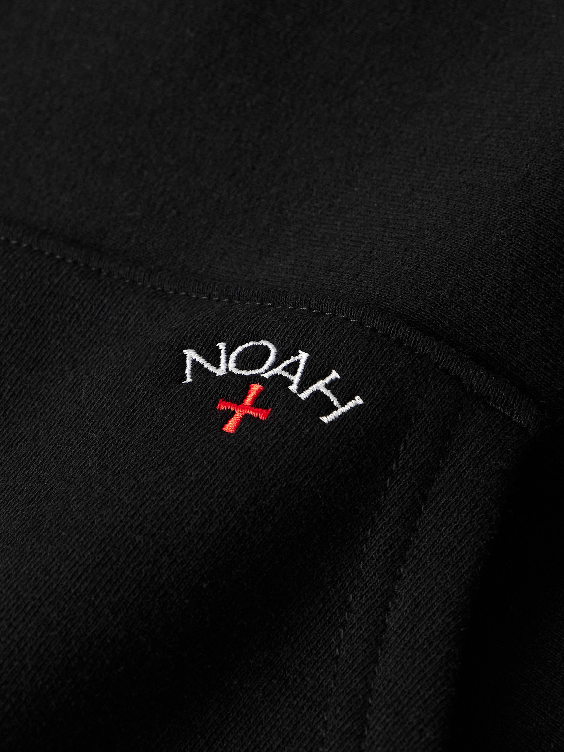 Shop Noah Logo-embroidered Cotton-jersey Hoodie In Black