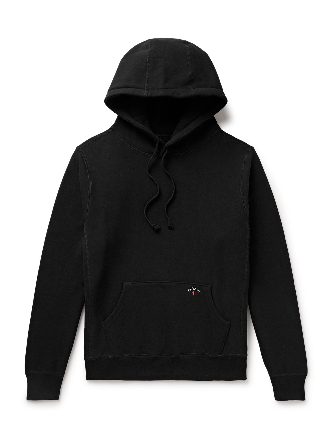 Shop Noah Logo-embroidered Cotton-jersey Hoodie In Black