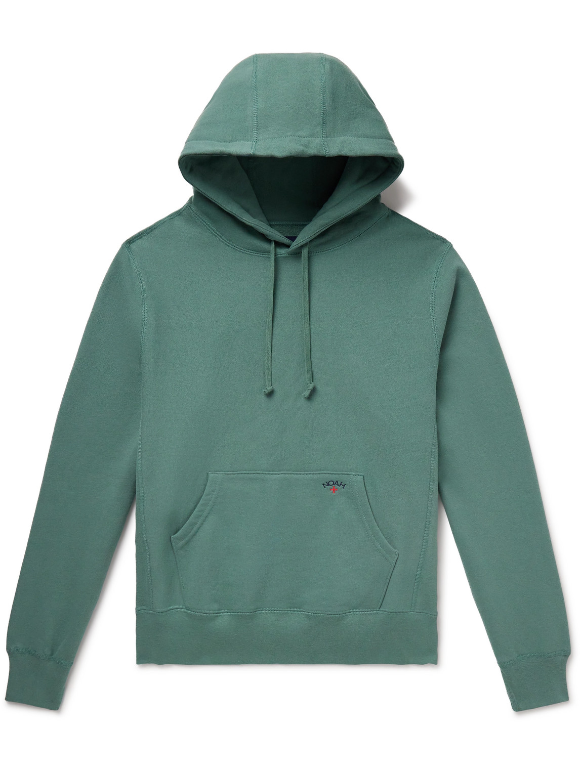 Noah Logo-embroidered Cotton-jersey Hoodie In Green
