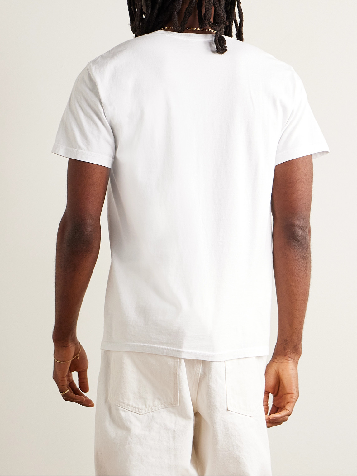 Shop Noah Core Logo-print Cotton-blend Jersey T-shirt In White