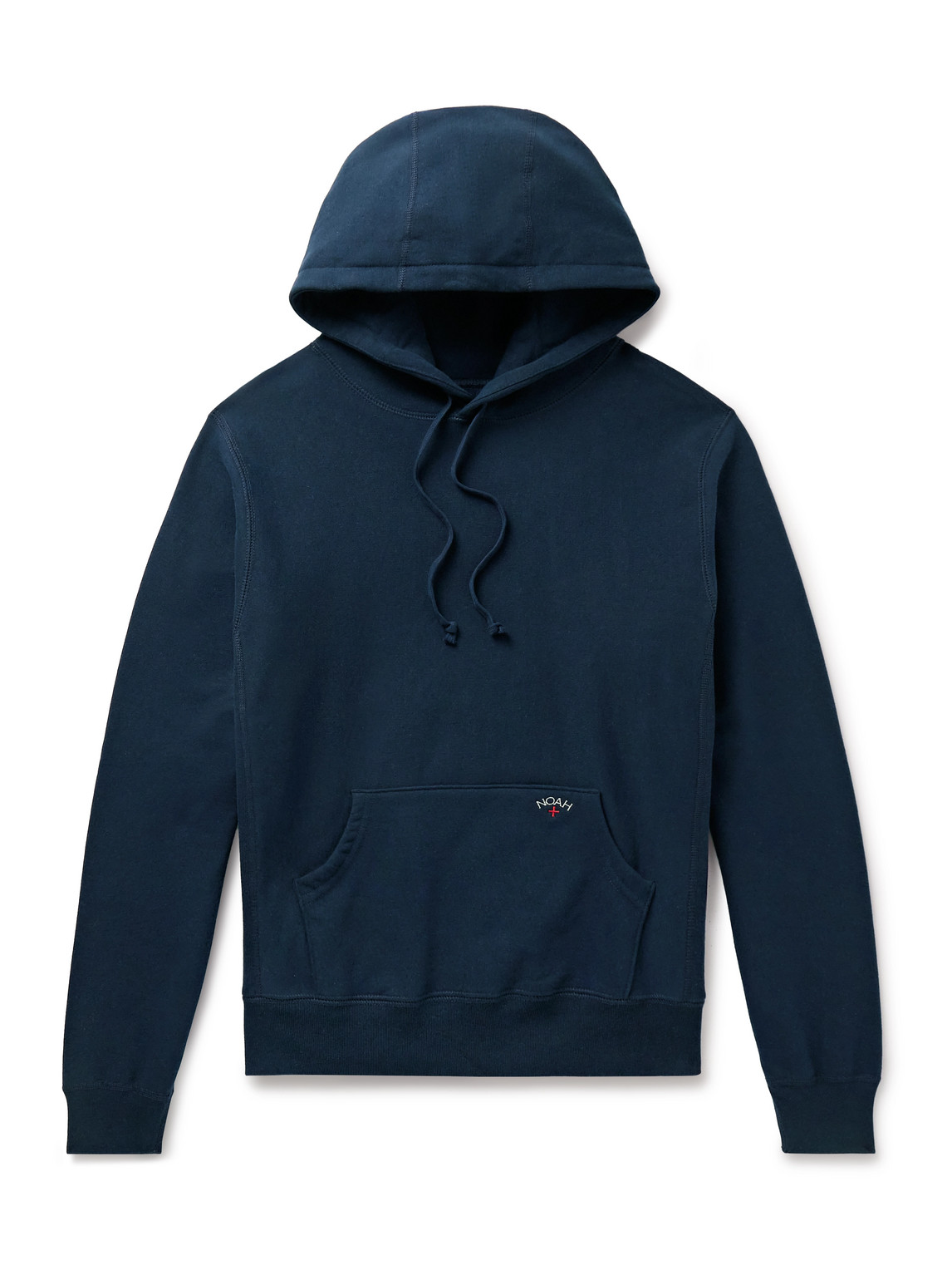 Noah Logo-embroidered Cotton-jersey Hoodie In Blue
