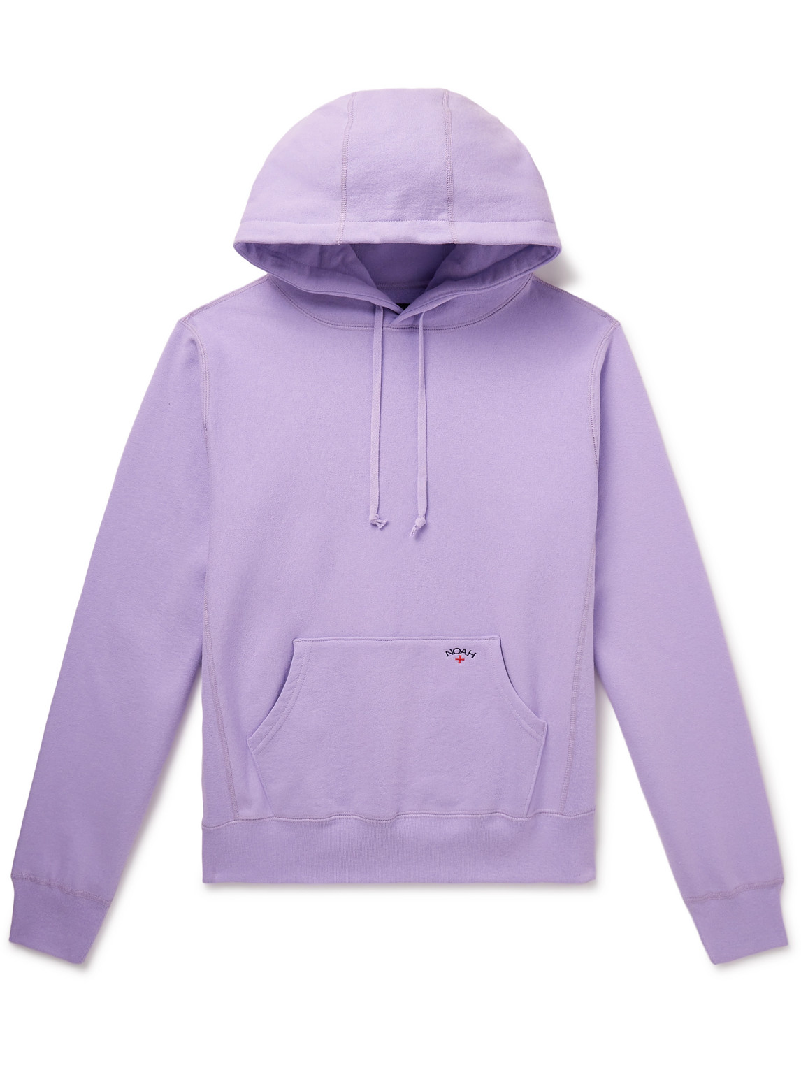 Noah Logo-embroidered Cotton-jersey Hoodie In Purple