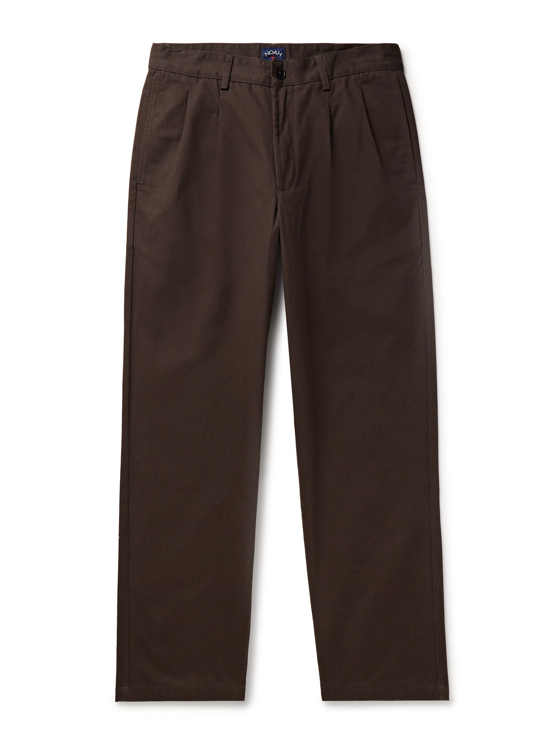 Noah Straight-leg Pleated Cotton-twill Trousers In Brown