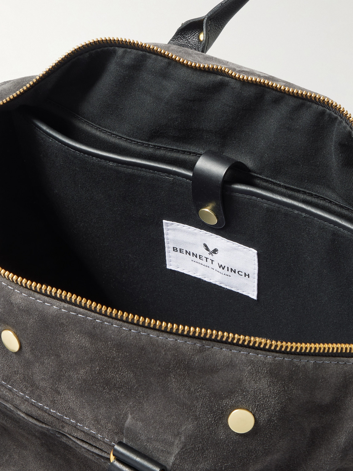 BENNETT WINCH COMMUTER LEATHER-TRIMMED SUEDE HOLDALL