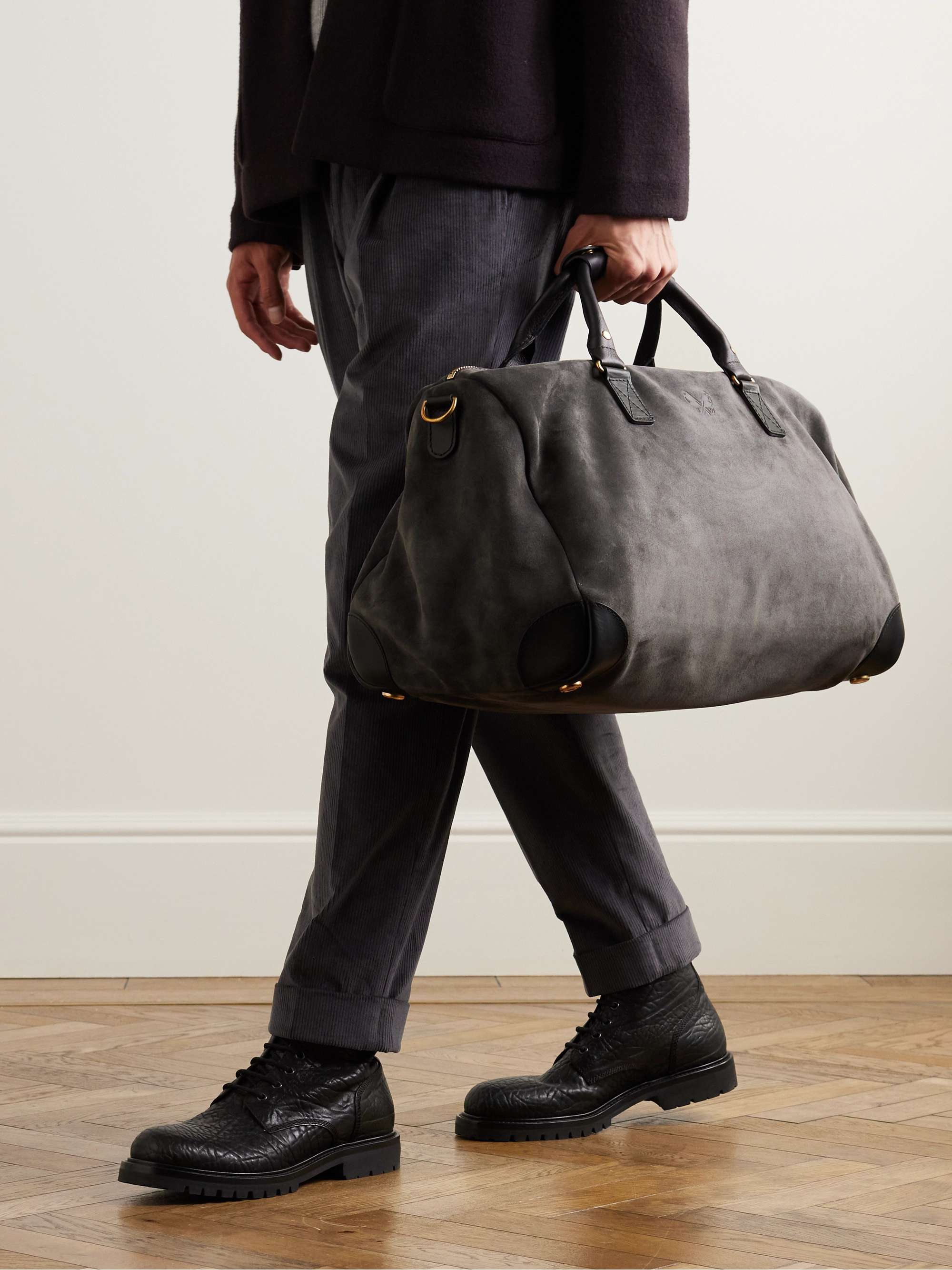 Bennett Winch Leather-trimmed Suede Backpack - Men - Dark Gray Bags