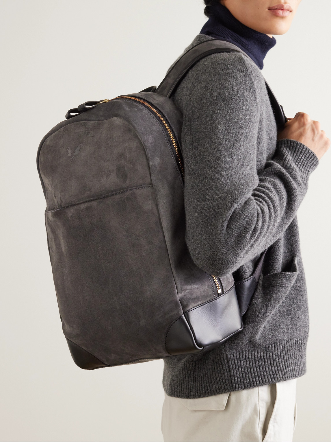 Shop Bennett Winch Leather-trimmed Suede Backpack In Gray