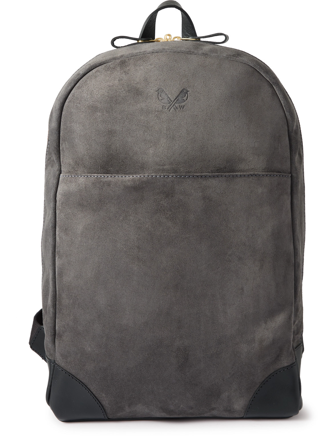 Leather-Trimmed Suede Backpack