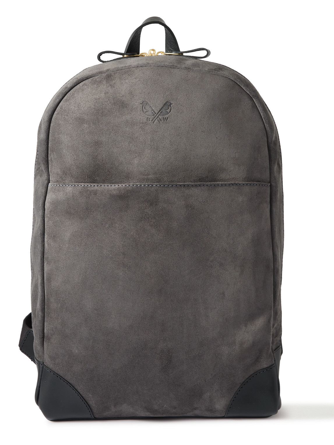 Leather-Trimmed Suede Backpack