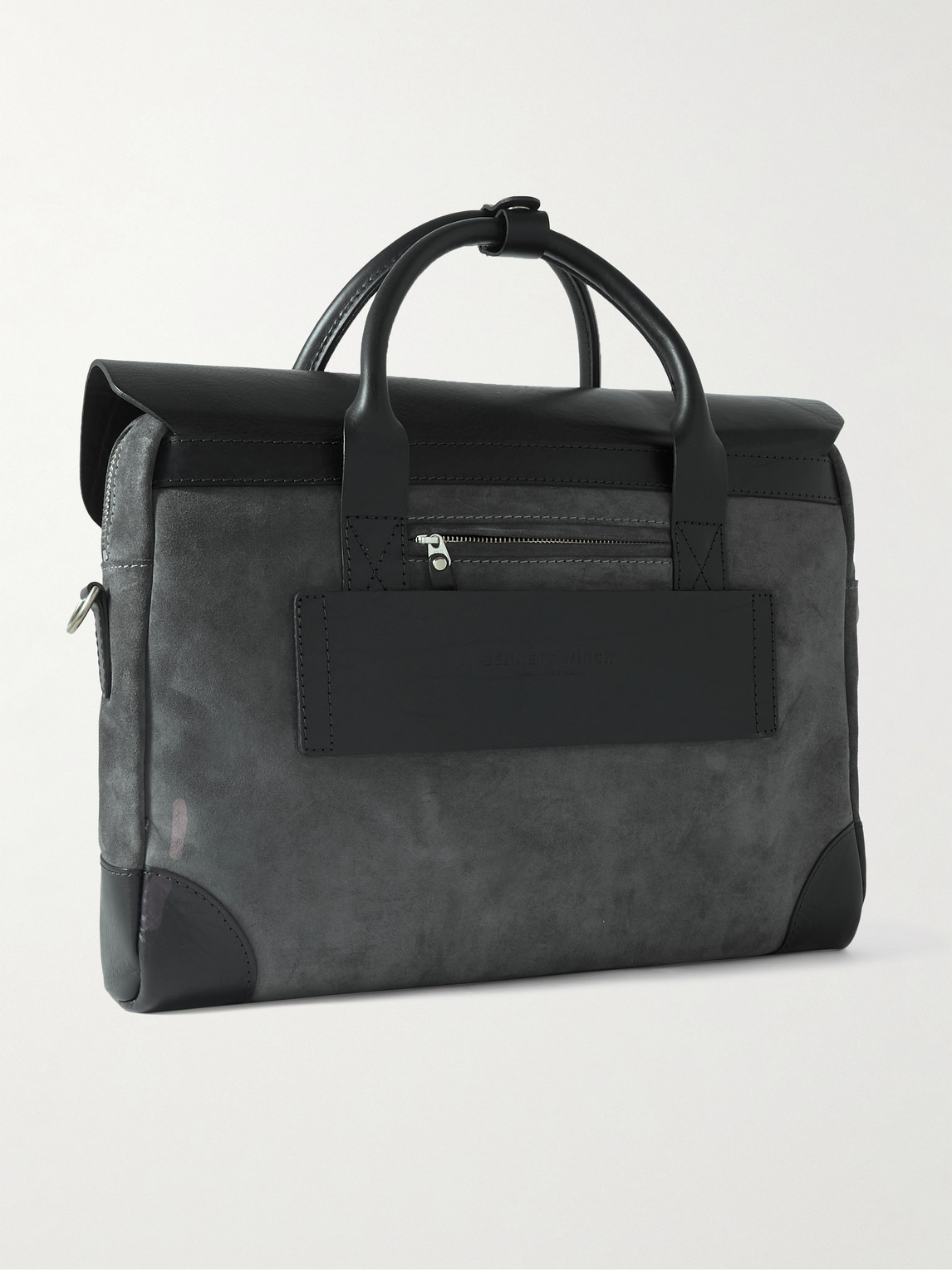 Shop Bennett Winch Suede And Leather Briefcase In Gray