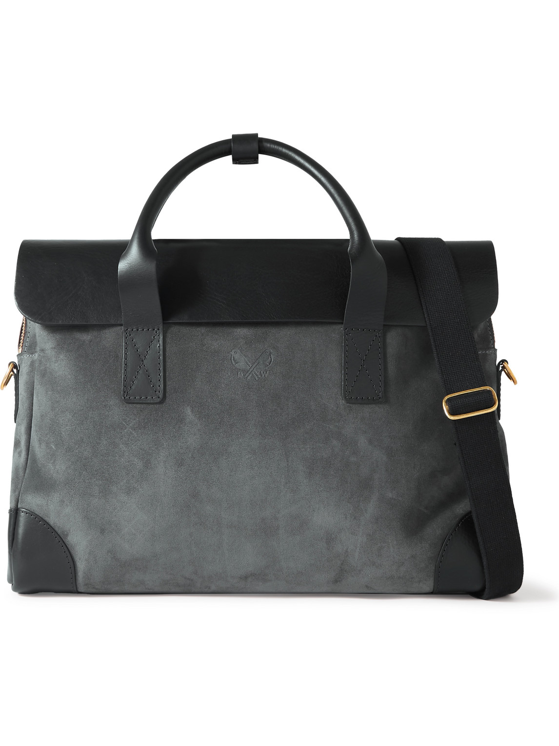 Bennett Winch Suede And Leather Briefcase In Grey