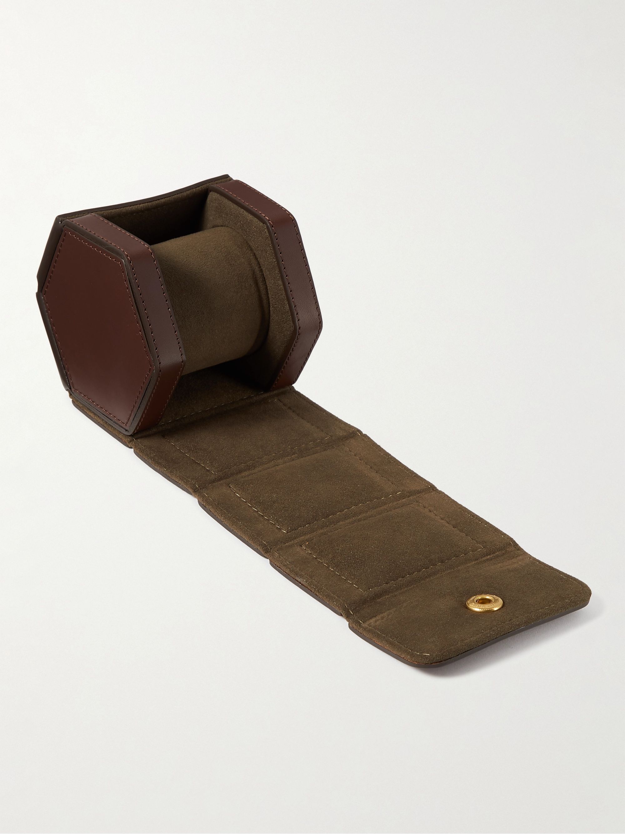 The Bennett Winch Double Watch Roll - Brown Leather Watch Case