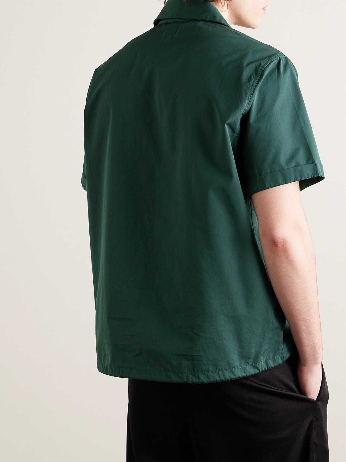 Shop Noah Camp-collar Cotton-poplin Shirt In Green