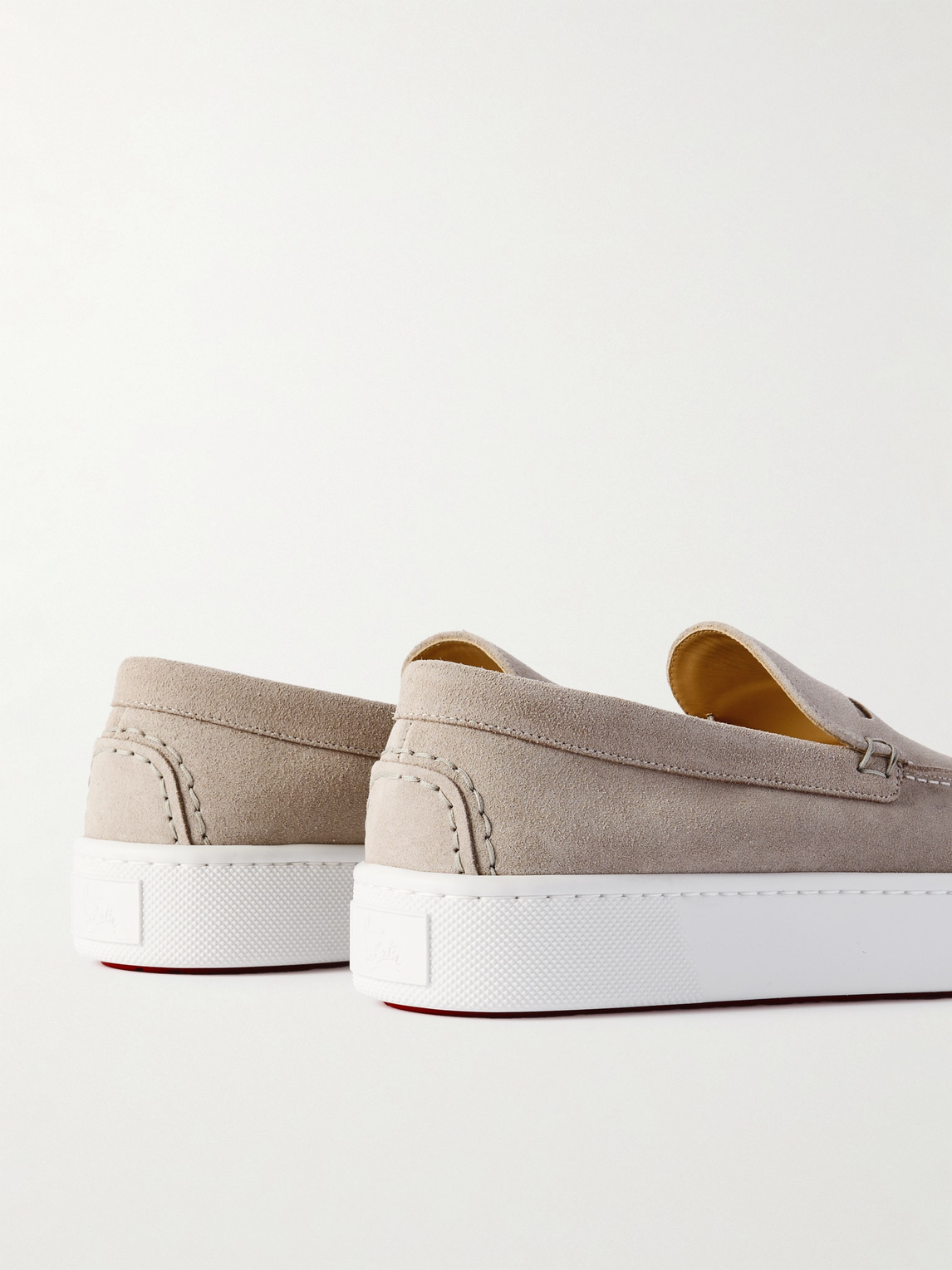 Christian Louboutin Paqueboat Suede Penny Loafers In Neutrals