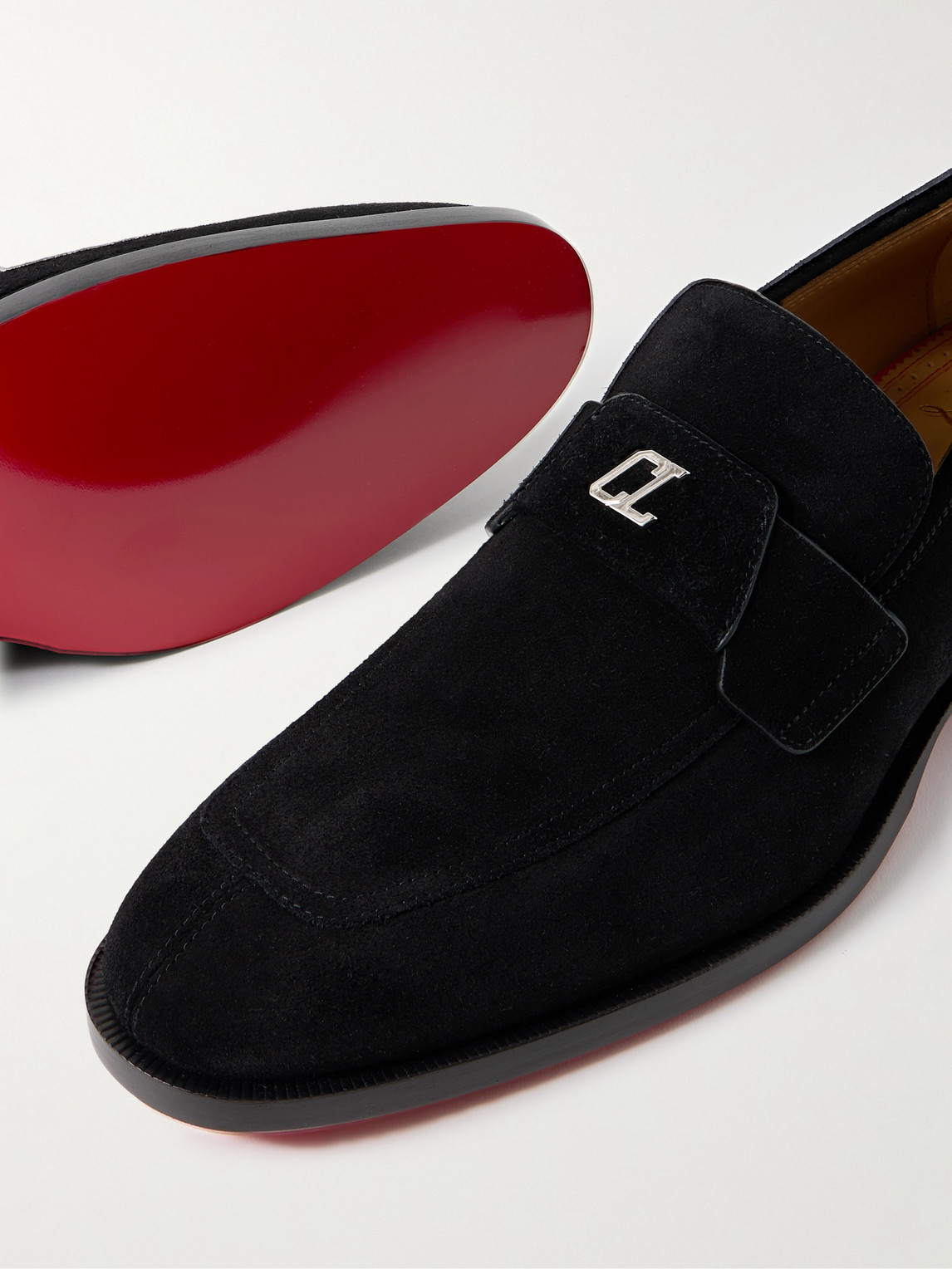 Christian Louboutin Varsimoc Logo-embellished Suede Loafers In Black