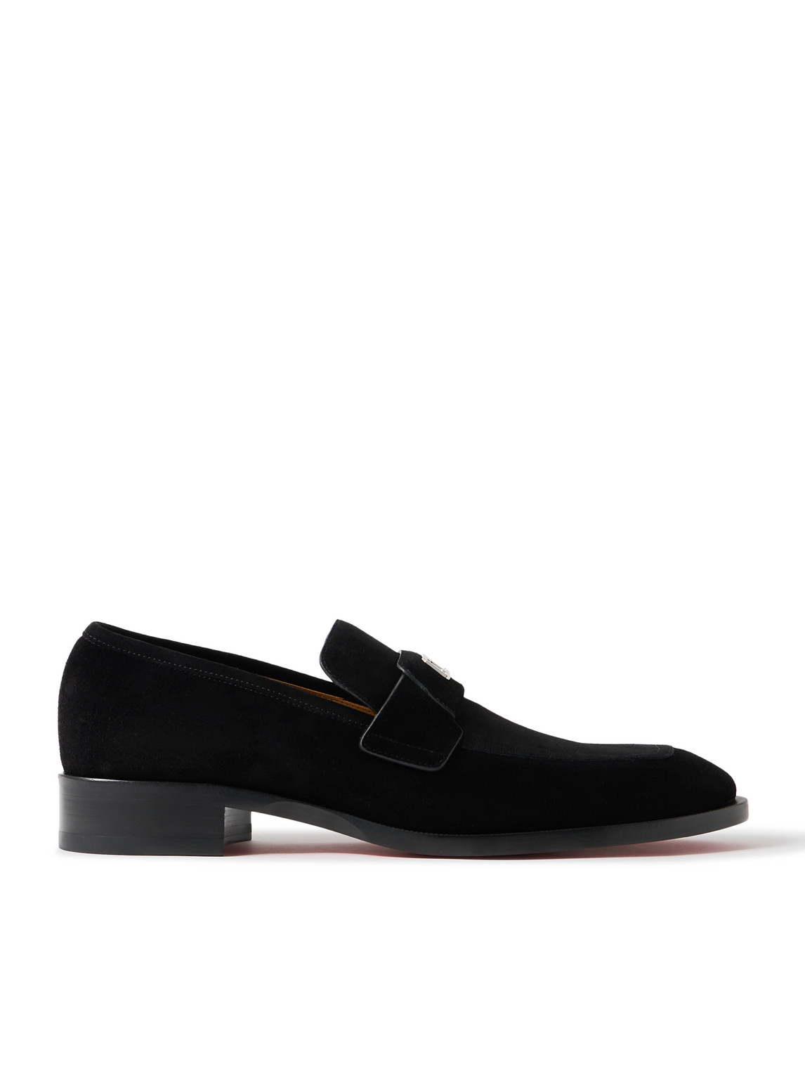 Shop Christian Louboutin Varsimoc Logo-embellished Suede Loafers In Black