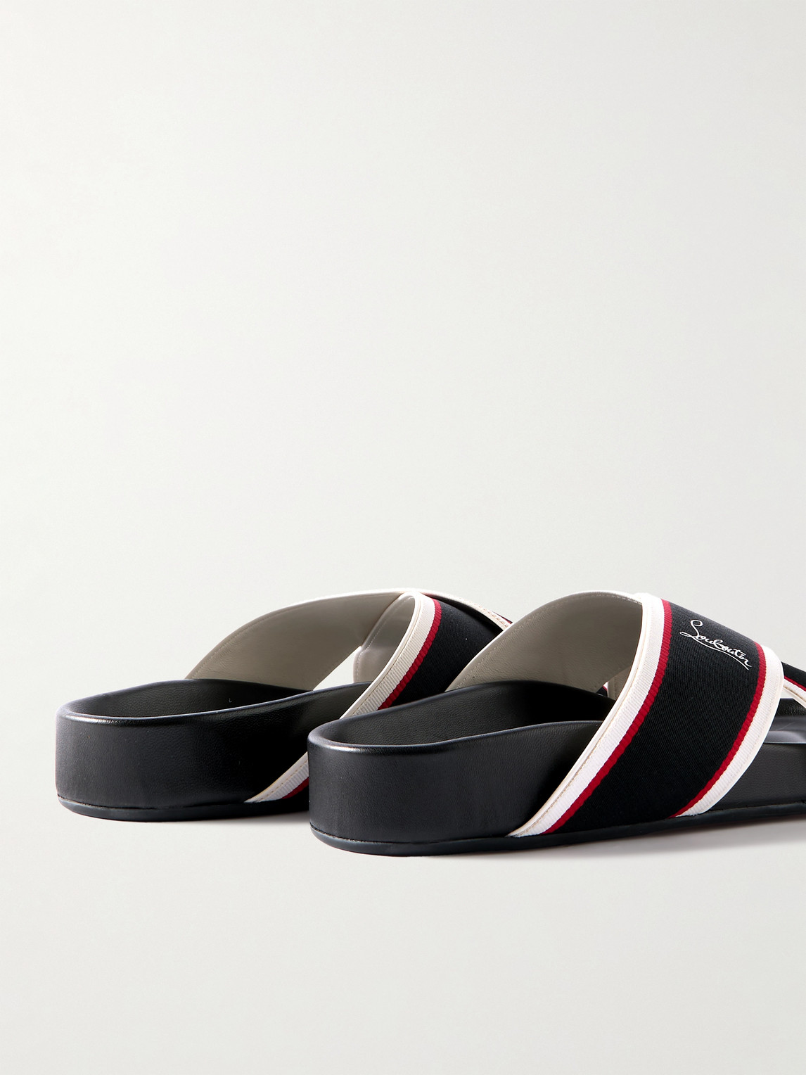 Shop Christian Louboutin Striped Webbing Sandals In Black