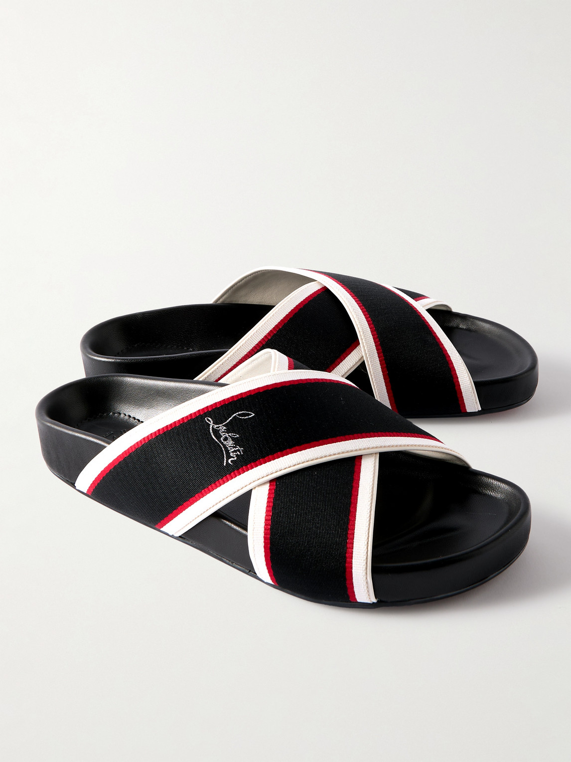 Christian Louboutin Hot Cross Bizz Slide Sandal In Black