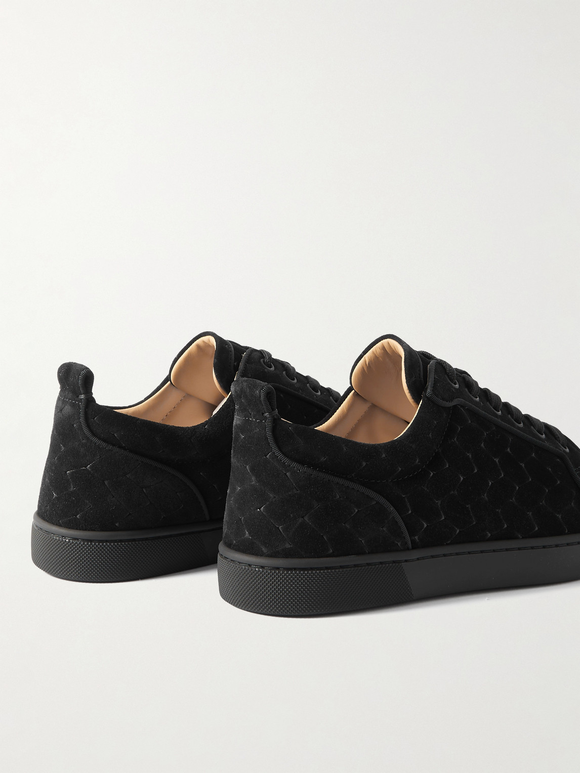 Shop Christian Louboutin Louis Junior Orlato Woven Suede Sneakers In Black