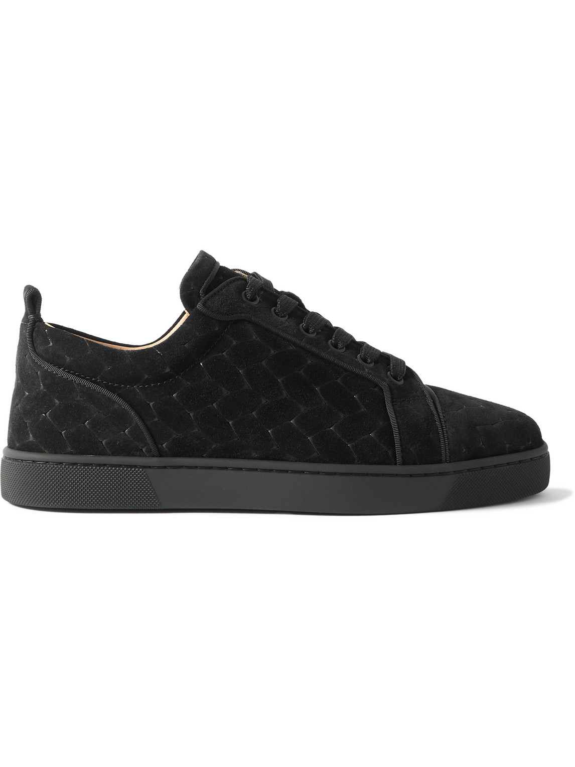 Christian Louboutin Louis Junior Orlato Woven Suede Trainers In Black
