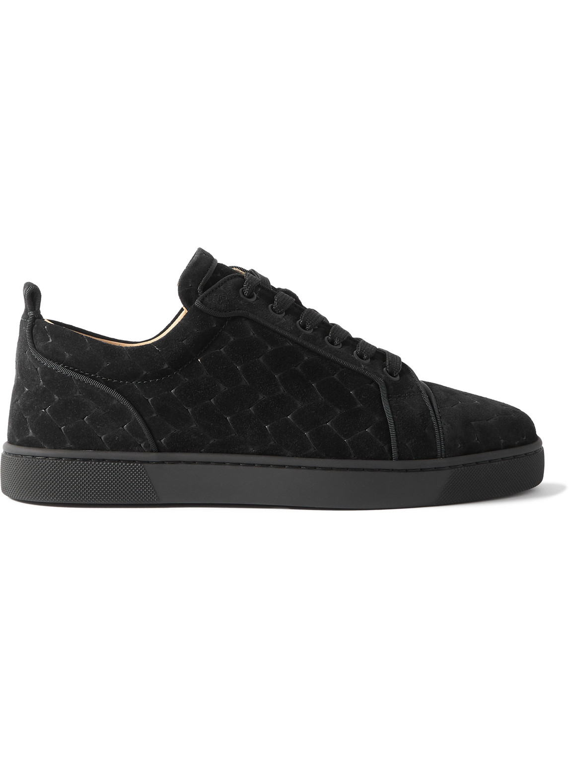 Christian Louboutin Louis Junior Orlato Woven Suede Sneakers In Black