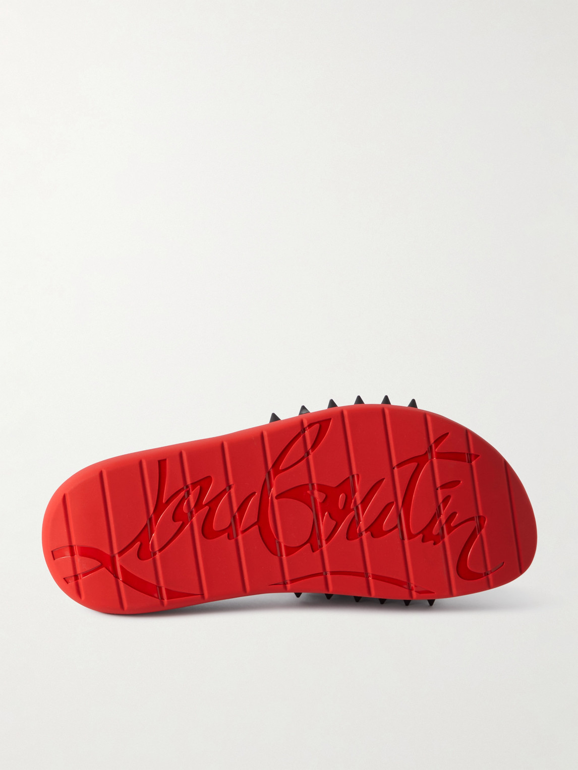 Shop Christian Louboutin Take It Easy Logo-embossed Cutout Spiked Rubber Slides In Black
