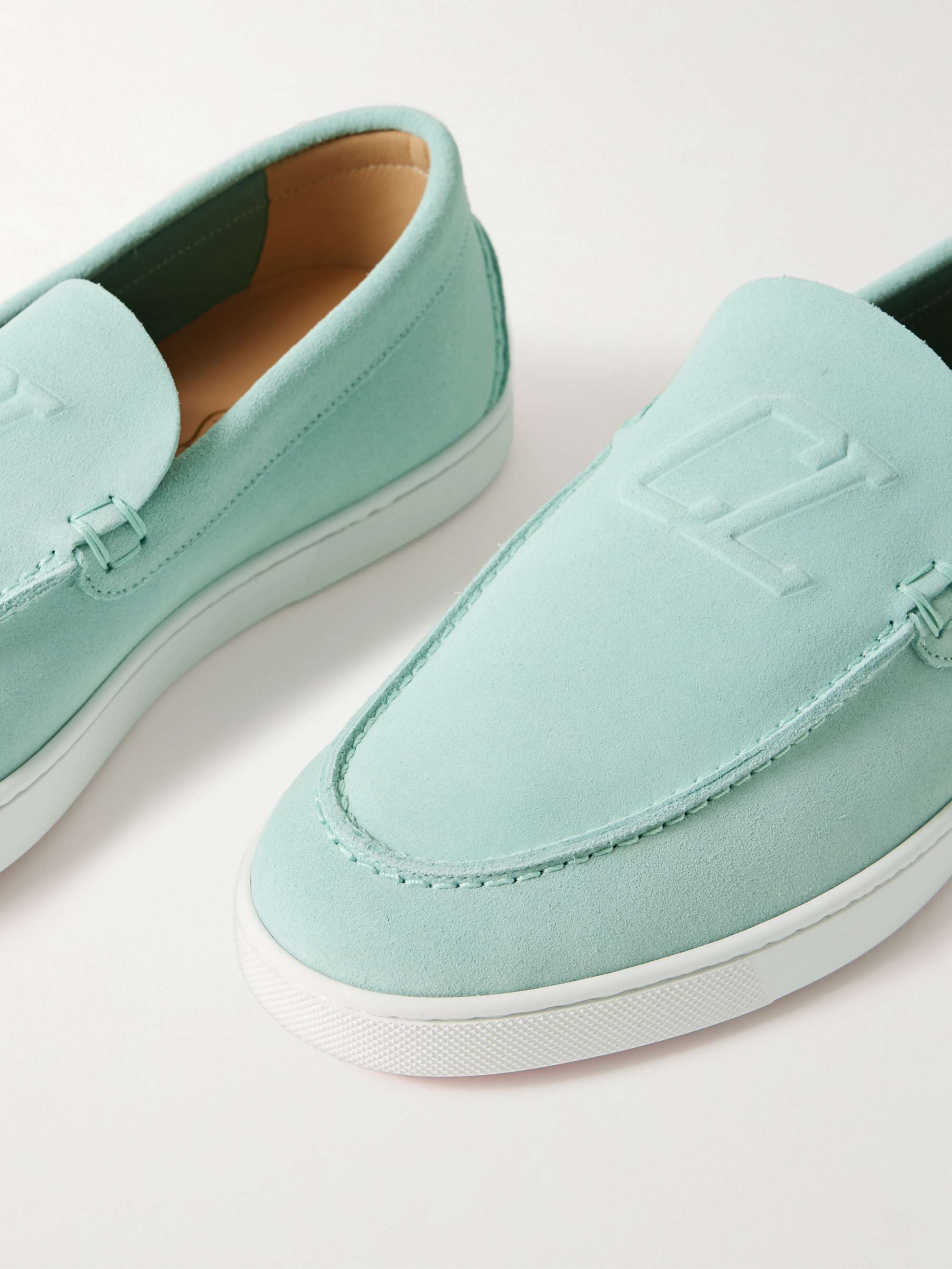 CHRISTIAN LOUBOUTIN Varsiboat Logo-Embossed Suede Loafers