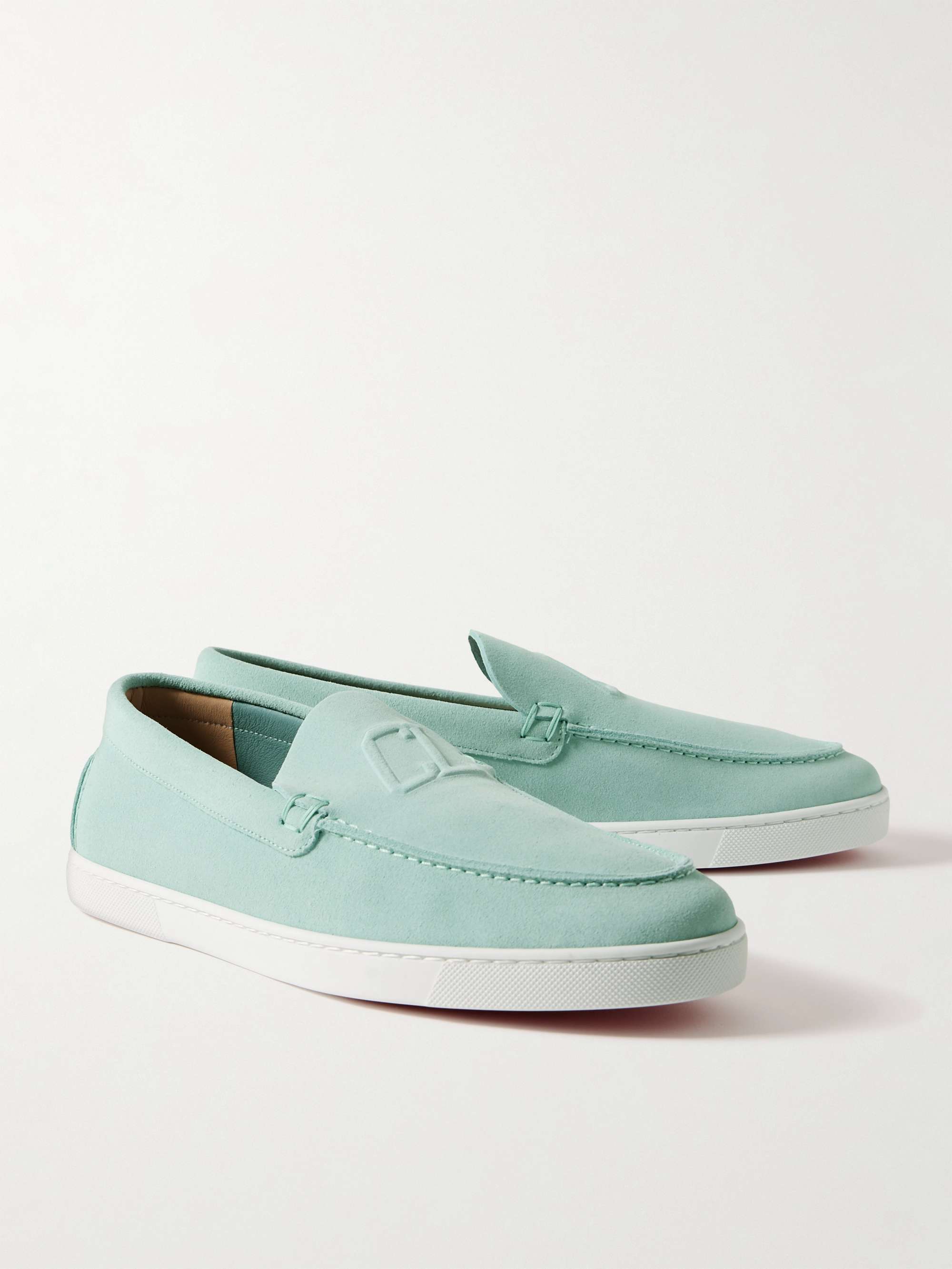 CHRISTIAN LOUBOUTIN Varsiboat Logo-Embossed Suede Loafers